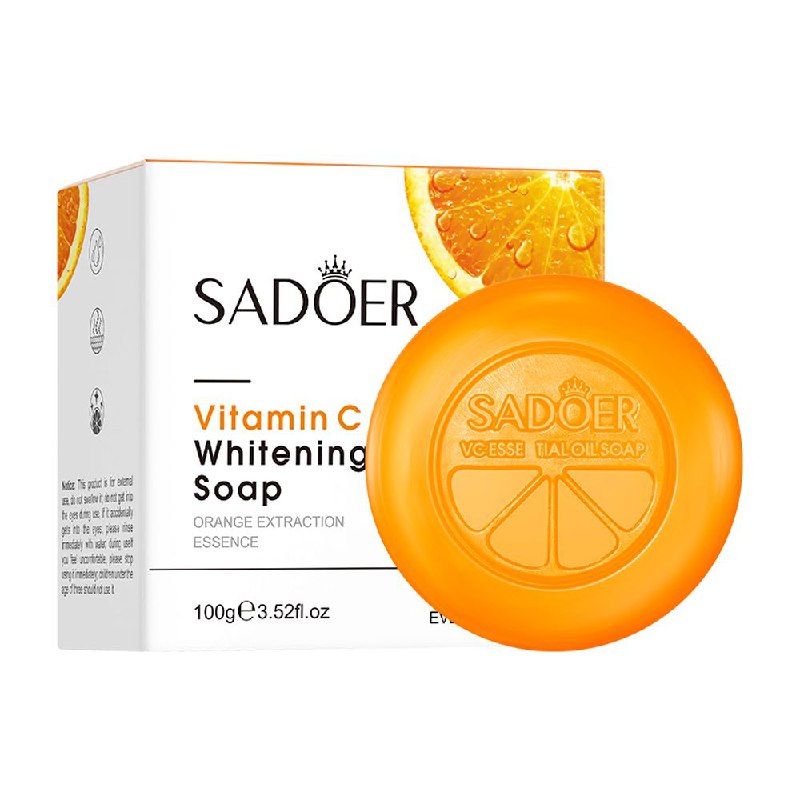 JABON FACIAL EN BARRA DE VITAMINA C, BLANQUEADOR, ESENCIA DE EXTRACCION DE NARANJA, LIMPIEZA PROFUNDA, ESPUMA DENSA LIMPIA SUAVEMENTE LA GRASA, SADOER VITAMIN C 100G