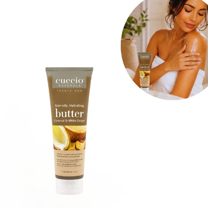 CREMA CORPORAL HIDRATANTE Y ACONDICIONADORA ESTILO SPA CON AROMA COCO Y JENGIBRE BLANCO CUCCIO 113G