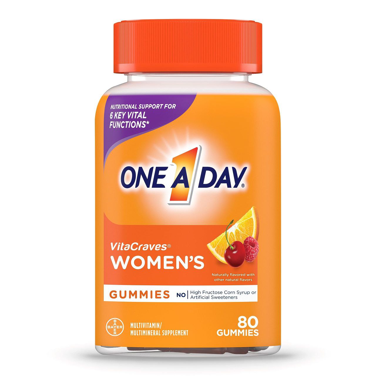 VITAMINAS EN GOMITAS PARA MUJER, MULTIVITAMINICAS, SUPLEMENTO MULTIMINERAL, APOYO NUTRICIONAL PARA 6 FUNCIONES VITALES NUTRIENTES CLAVE ONE A DAY VITACRAVES 80UND