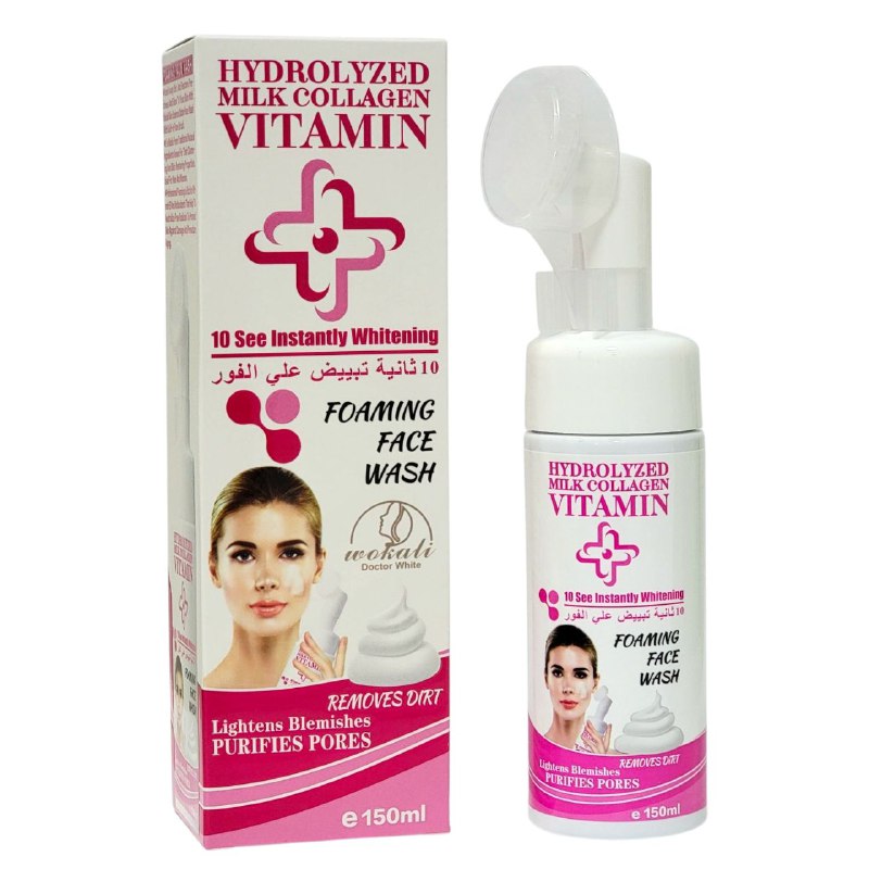 LIMPIADOR FACIAL EN ESPUMA CON VITAMINA E, ALOE Y COLAGENO, HIDRATA Y SUAVIZA LA PIEL, LIMPIA SIN SEQUEDAD, DA BRILLO SUAVE Y FRESCO FRUIT OF THE WOKALI HYDROLYZED MILK COLLAGEN VITAMIN 150ML
