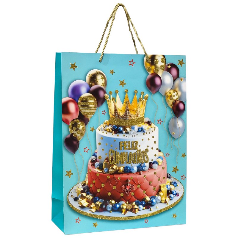BOLSA DE REGALO DE FELIZ CUMPLEAÑOS GRANDE 30X12X41.5CM