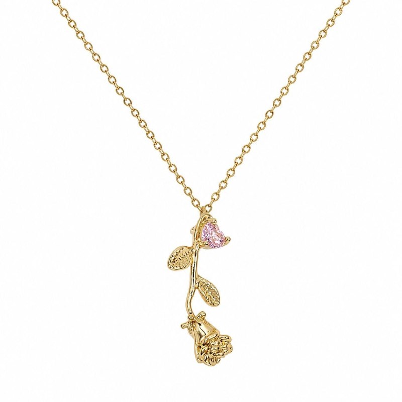 GARGANTILLA DE ENCHAPE PARA DAMA CON DISEÑO DE FLOR ROSA 4.2CM