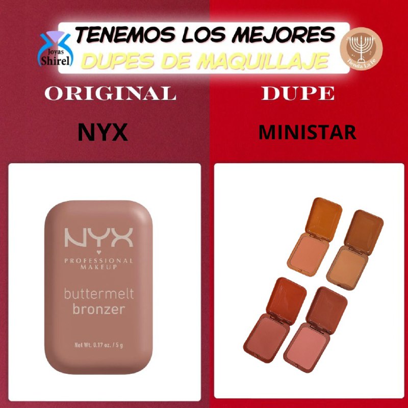 BRONCEADOR RUBOR COLORIDO DUPE DE NYX, TONOS VIBRANTES ACABADO MATTE NATURAL MINISTAR 8G