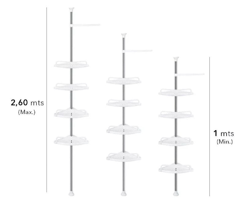 ORGANIZADOR ESQUINERO MULTIFUNCIONAL PARA BAÑO 4 REPISAS ACERO INOXIDABLE