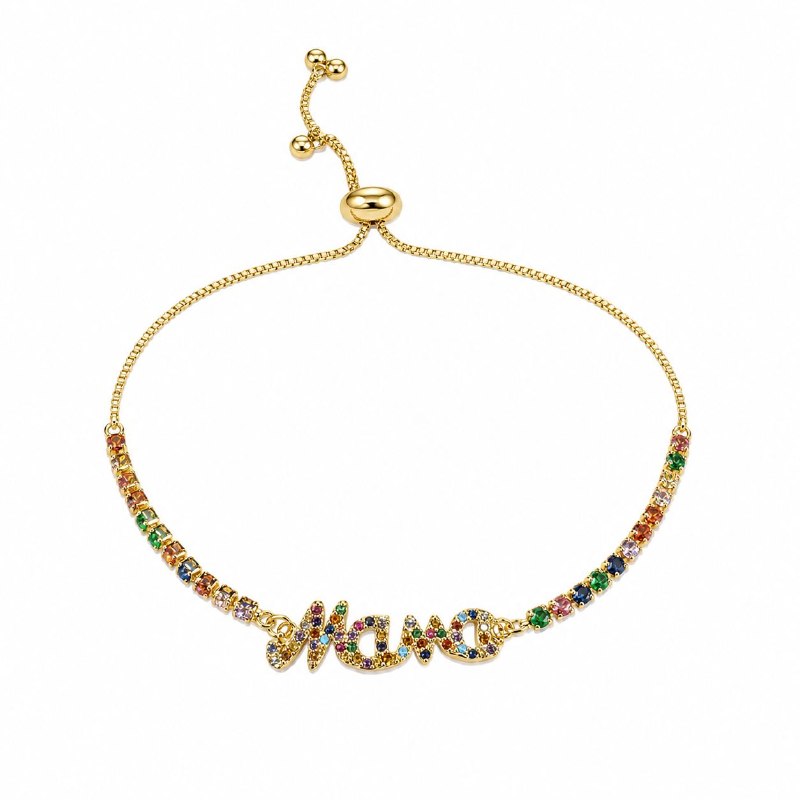 PULSERA DE ENCHAPE AJUSTABLE PARA DAMA CON DISEÑO DE MAMA