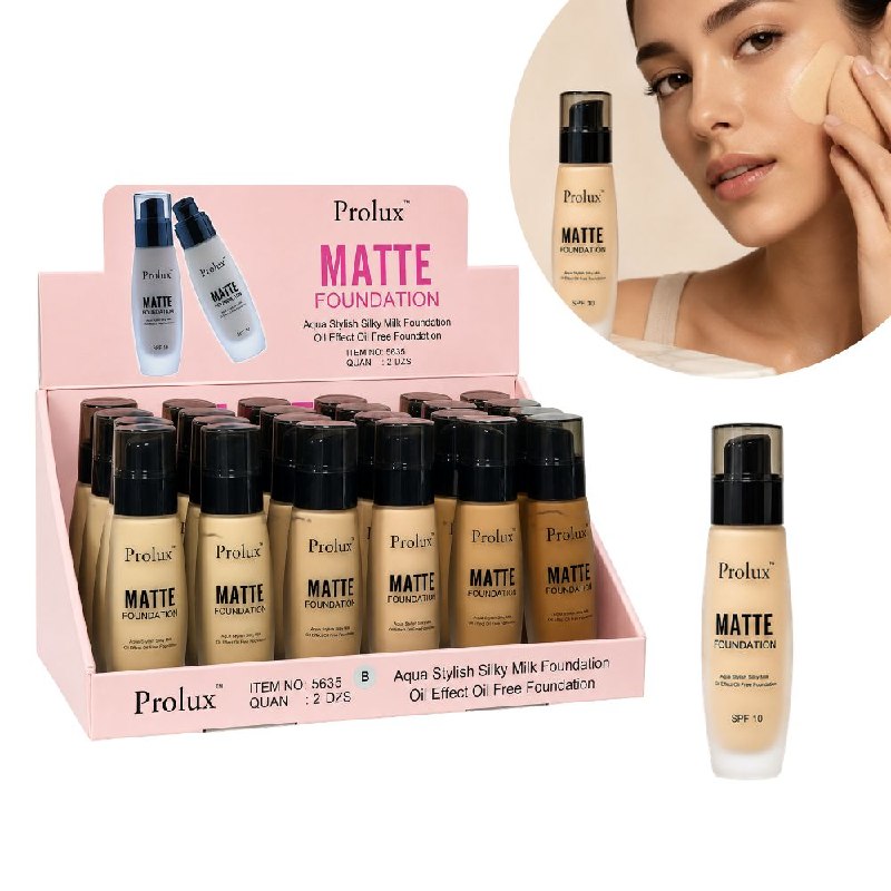BASE DE MAQUILLAJE LIQUIDA CON ACABADO MATE Y PROTECCION SOLAR SPF10 PROLUX 30ML