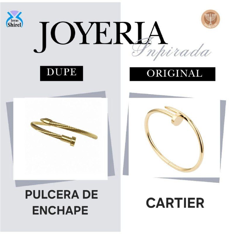 PULSERA DE ENCHAPE PARA DAMA CON DISEÑO DE CLAVO 7CM (DUPE DE CARTIER)
