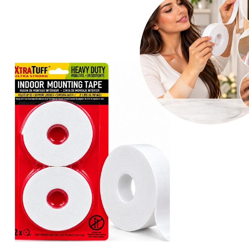 CINTA TAPE DOBLE CARA EXTRA FUERTE XTRATUFF 1.7CMX3.2M