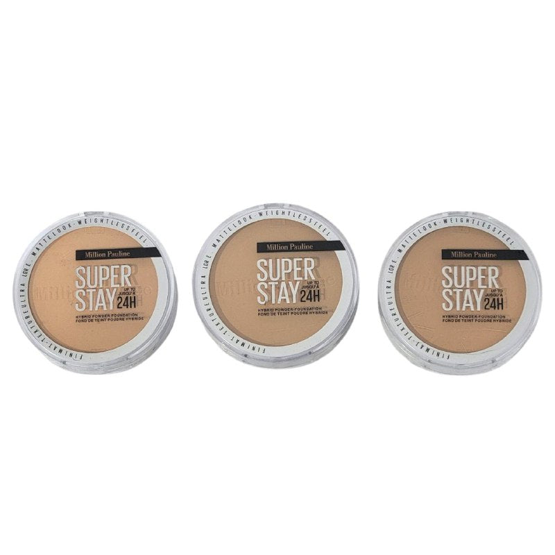 BASE DE MAQUILLAJE HIBRIDA EN POLVO MATE SUAVE 24H Y RESISTENTE AL AGUA MILLION PAULINE 14G (DUPE DE MAYBELLINE)
