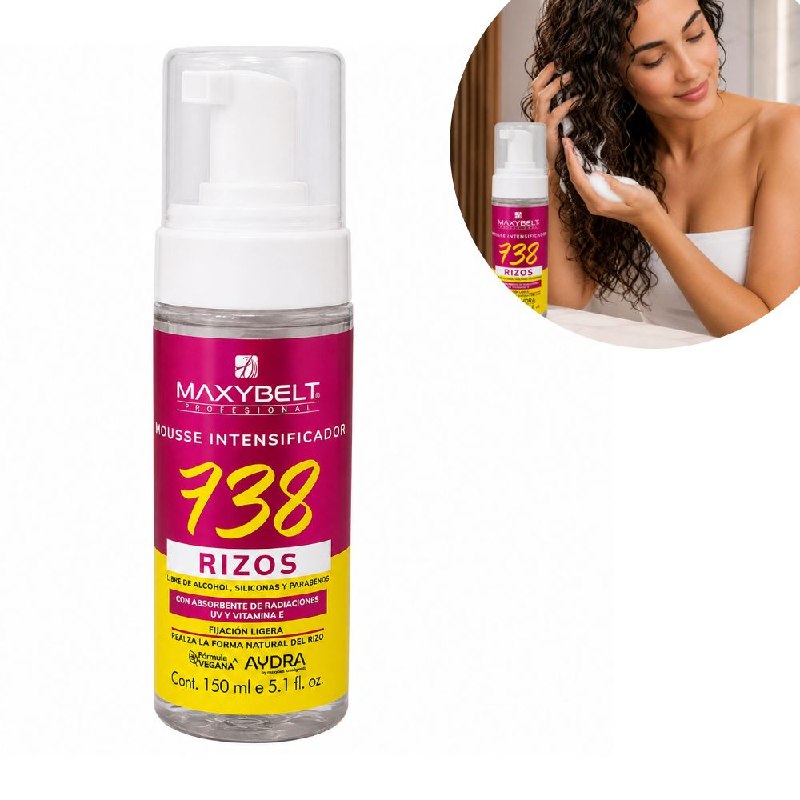 ESPUMA PARA EL CABELLO MOLDEADORA DE RIZOS CON VITAMINA E Y FILTRO UV 738 MAXYBELT 150ML