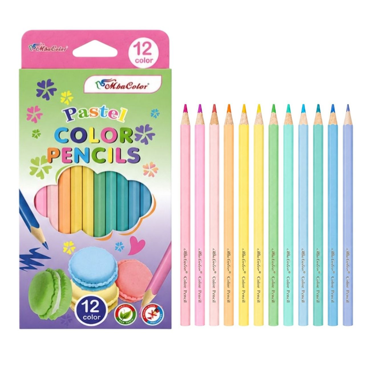 SET DE LAPICES DE COLORES PASTEL 12 UNIDADES MBACOLOR