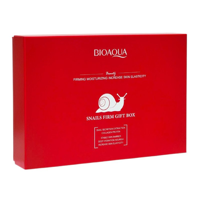 SET DE CUIDADO FACIAL DE BABA DE CARACOL DE 6 PIEZAS, REAFIRMANTE, HIDRATANTE Y AUMENTA LA ELASTICIDAD CON COLAGENO BIOAQUA SNAILS FIRM