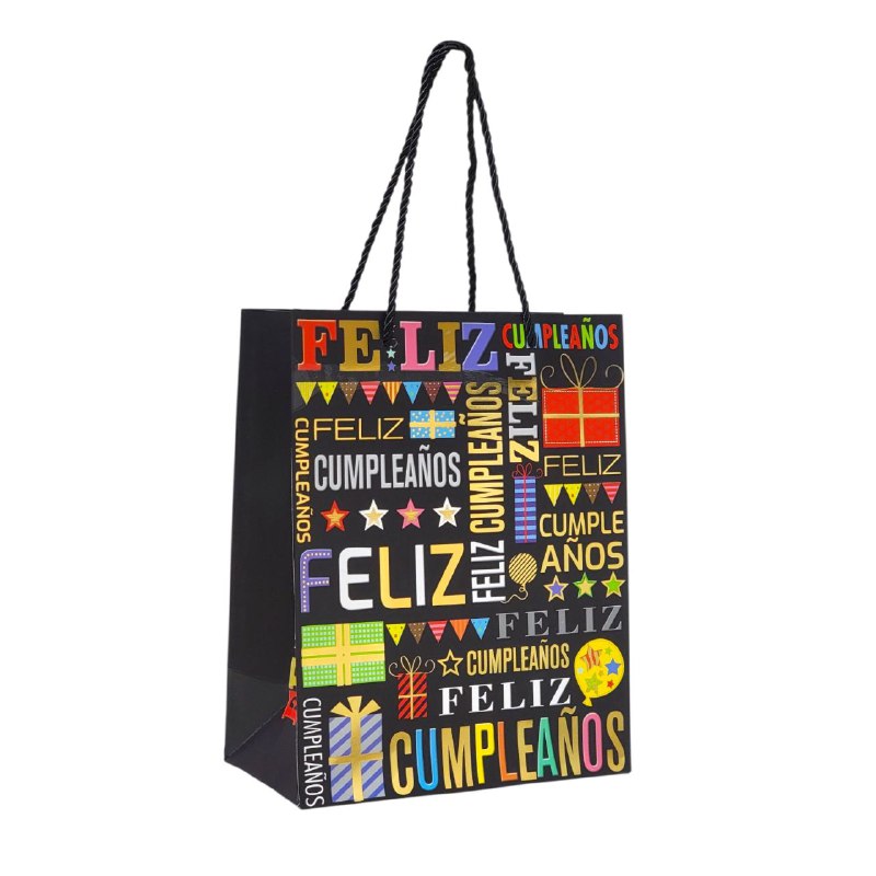 BOLSA DE REGALO DE FELIZ CUMPLEAÑOS PEQUEÑA 18X10X23CM