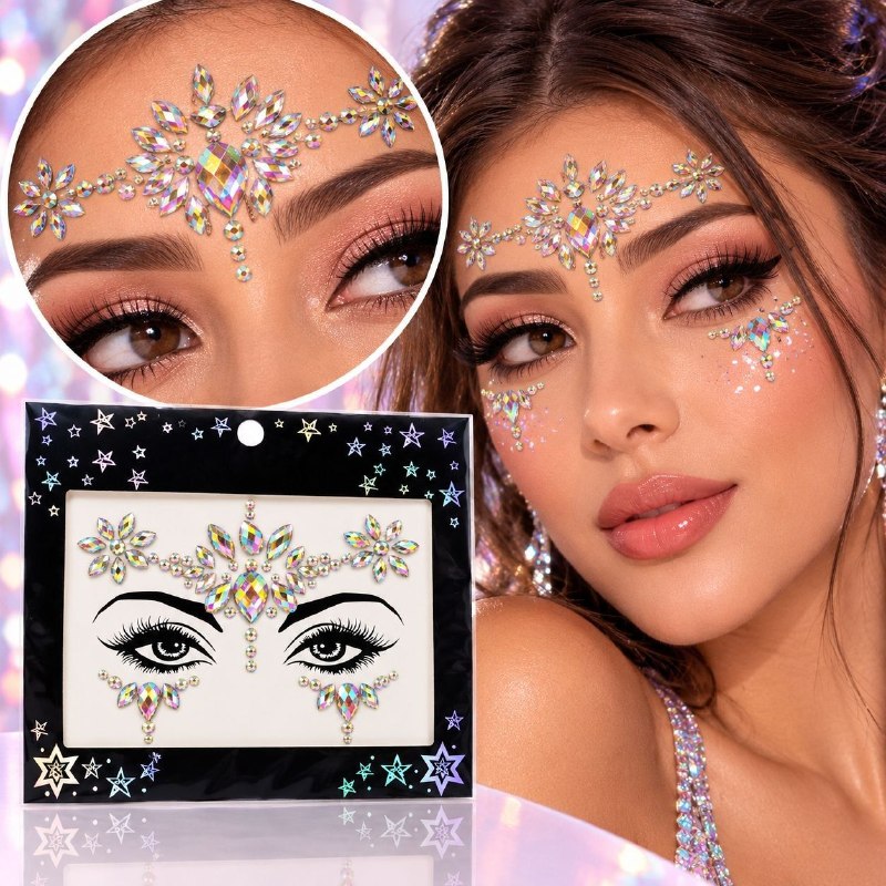 SET DE JOYAS DECORATIVAS ADHESIVAS PARA ROSTRO Y CUERPO PARTY JOY