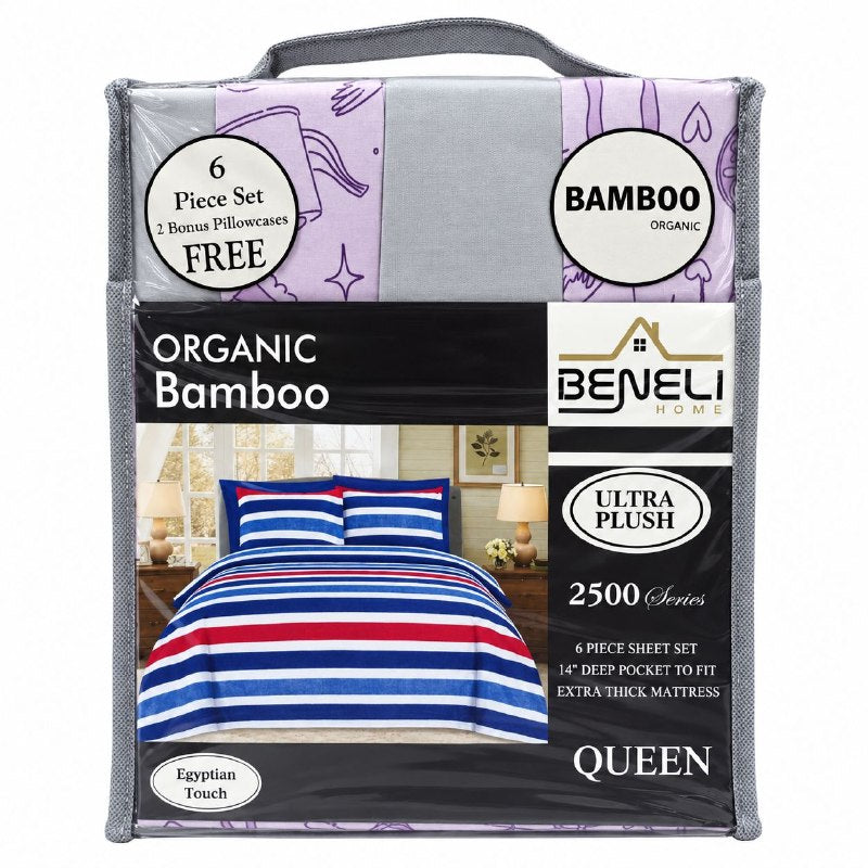 JUEGO DE SABANAS QUEEN DE 6 PIEZAS EN MICROFIBRA Y BAMBU BENELI HOME