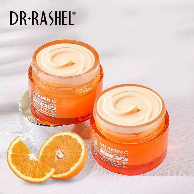 CREMA FACIAL ILUMINADORA Y ANTIENVEJECIMIENTO CON VITAMINA C Y ACIDO HIALURONICO DR RASHEL 50G