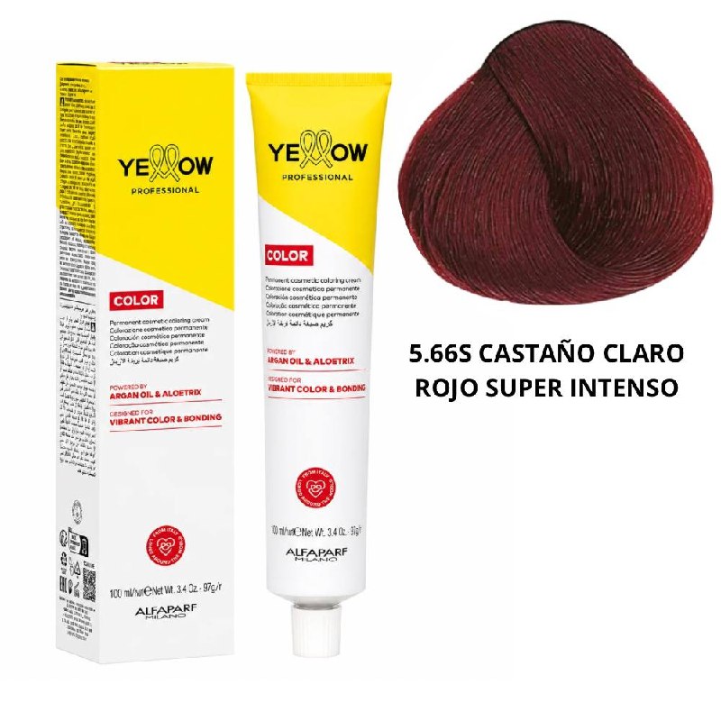 TINTE PERMANENTE PARA EL CABELLO CON ACEITE DE ARGAN Y ALOETRIX TONO 5.66S CASTAÑO CLARO ROJO SUPER INTENSO ALFAPARF 100ML