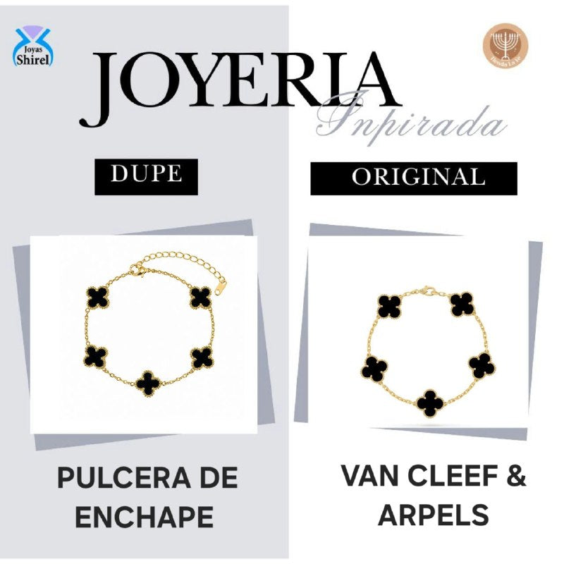 PULSERA DE ENCHAPE PARA DAMA CON DISEÑO DE FLOR 19CM (DUPE DE VAN CLEEF)