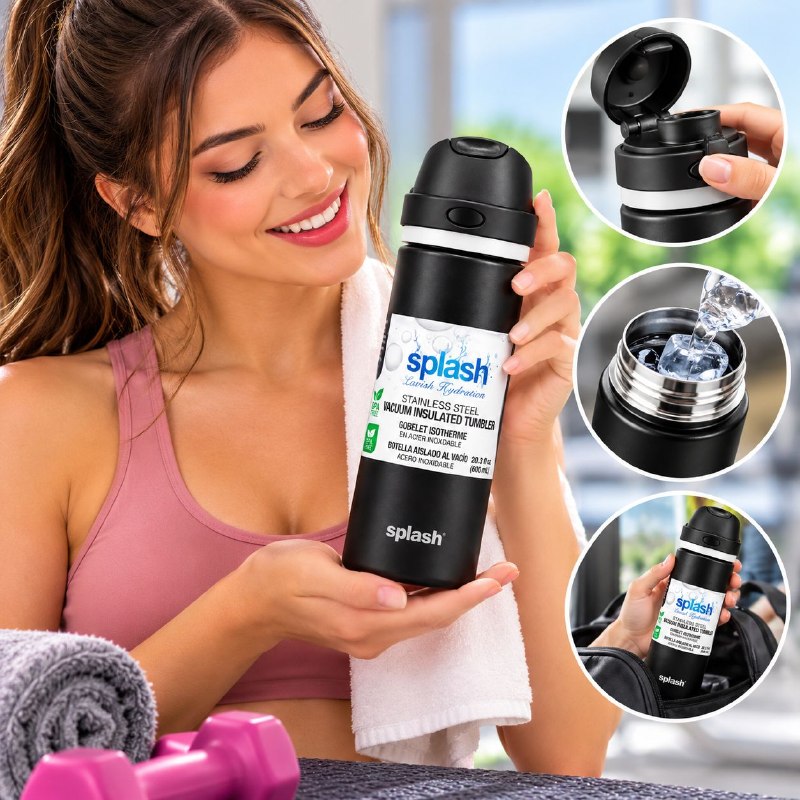BOTE TERMICO DE ACERO INOXIDABLE SPLASH 600ML