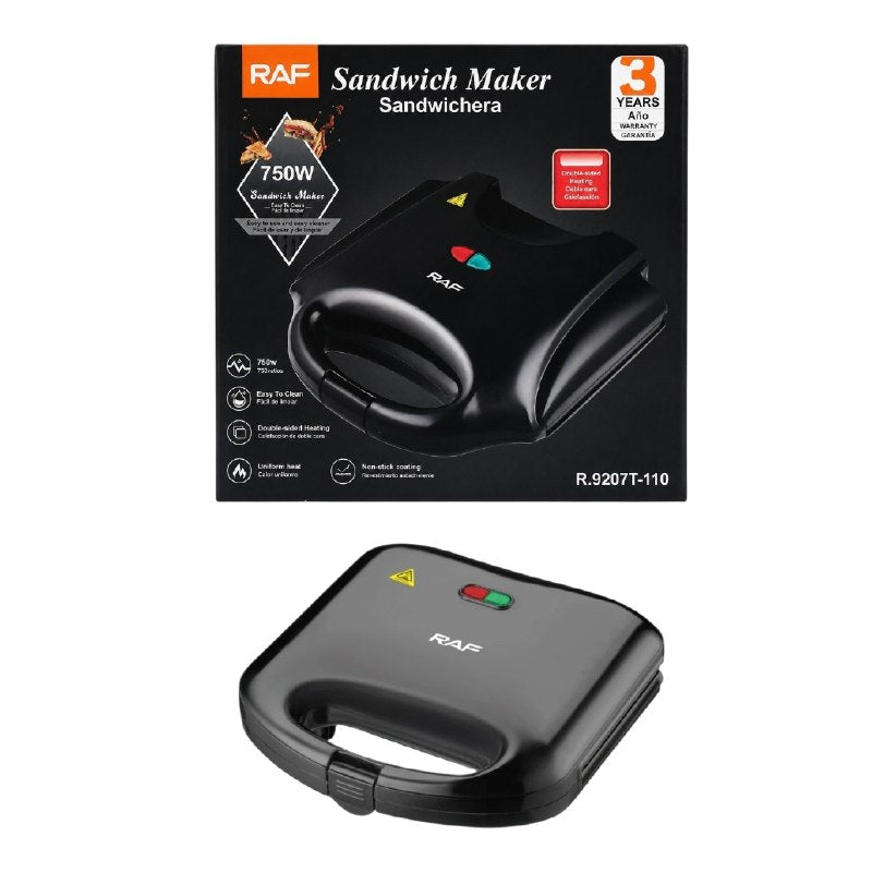 MAQUINA SANDWICHERA ELECTRICA DE ALTA POTENCIA 750W Y REVESTIMIENTO ANTIADHERENTE RAF