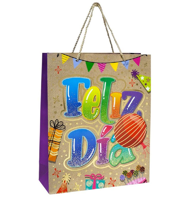 BOLSA DE REGALO DE FELIZ DIA MEDIANA 26X32X10CM