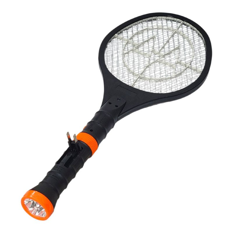 RAQUETA MATA MOSQUITOS ELECTRICA 2 EN 1, CON FOCO DE MANO, ALTA ENERGIA, ENCHUFE PLANO LUMILED