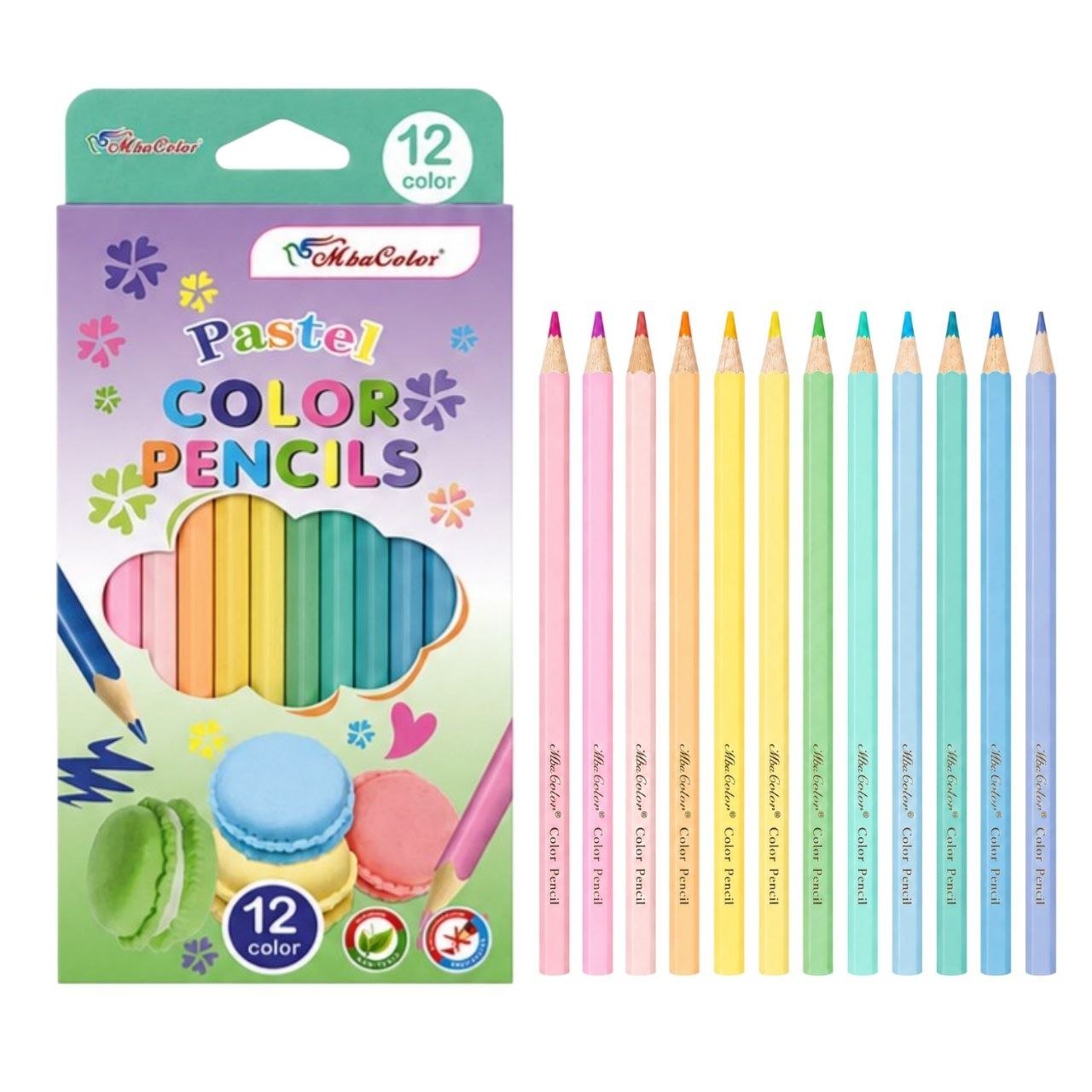 SET DE LAPICES DE COLORES PASTEL 12 UNIDADES MBACOLOR