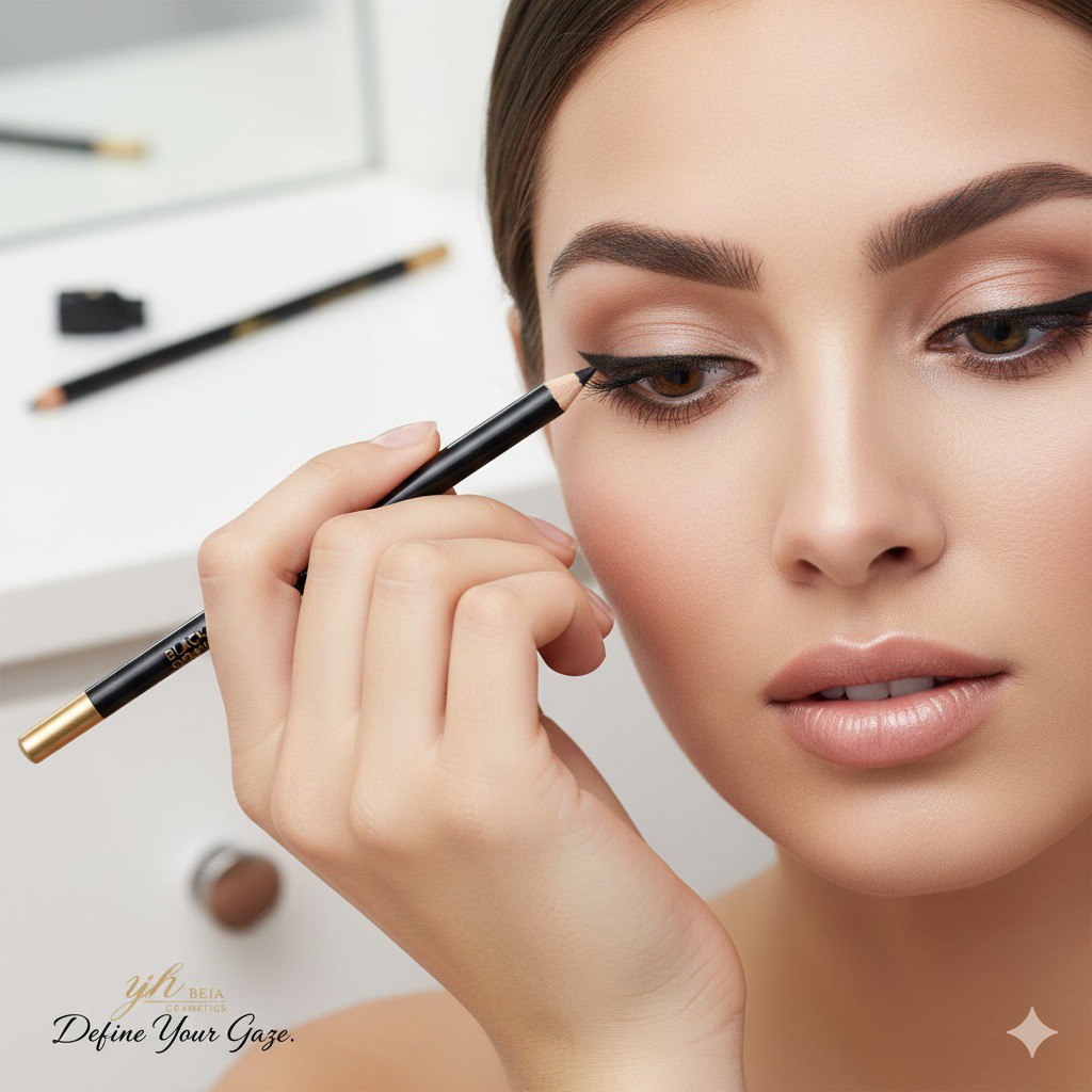 DELINEADOR DE OJOS EN LAPIZ COLOR NEGRO 24 HRS A PRUEBA DE AGUA YH BEJA COSMETICS 1.8G