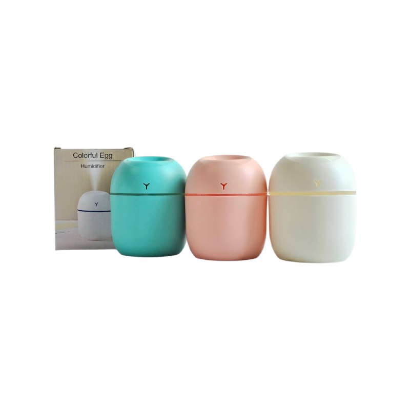 HUMIFICADOR DE AROMAS PORTATIL CON LUZ LED, CON CARGA USB, PARA DORMITORIOS O OFICINAS COLORFUL EGG 220ML DE CAPACIDAD