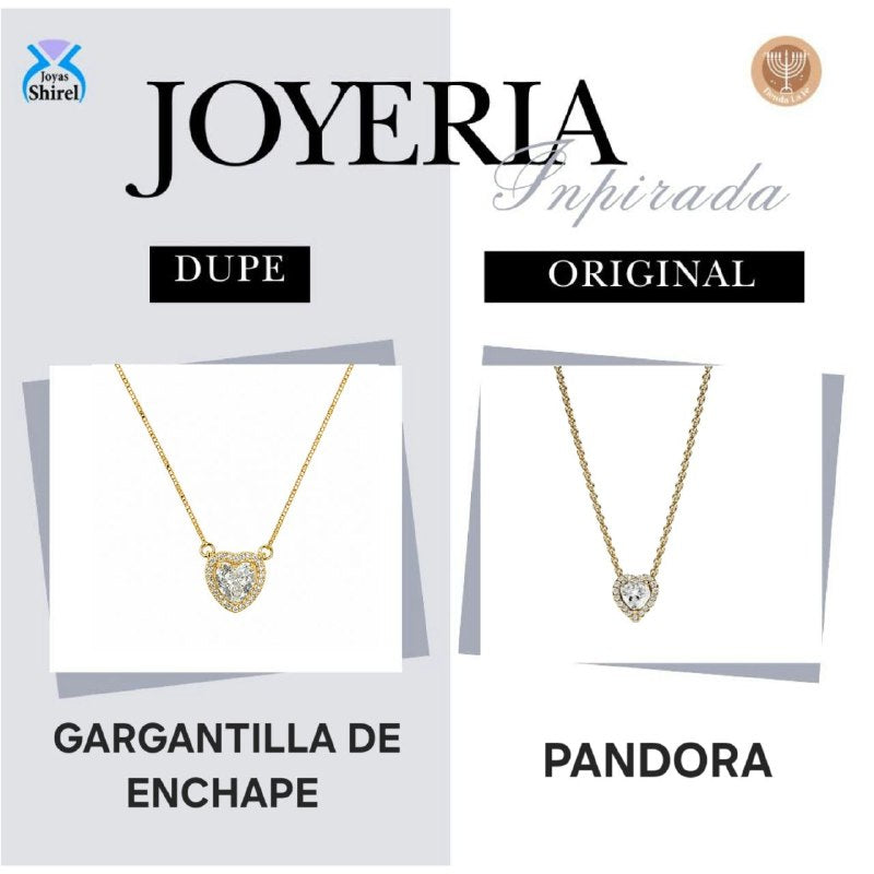 GARGANTILLA DE ENCHAPE PARA DAMA CON DISEÑO DE CORAZON (DUPE DE PANDORA)