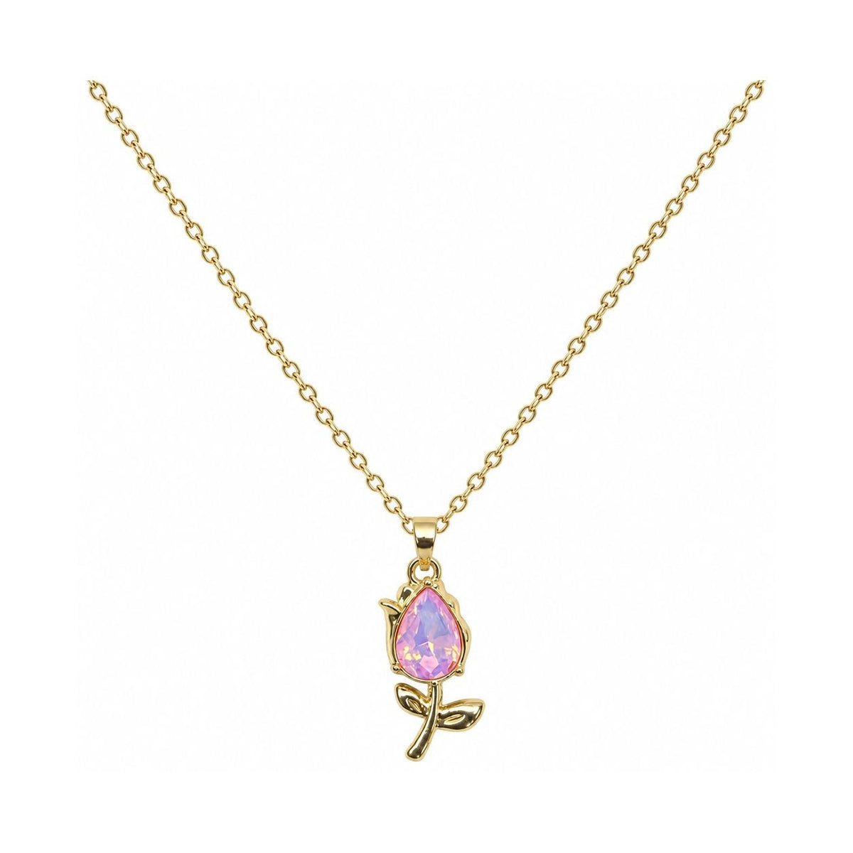GARGANTILLA DE ENCHAPE PARA DAMA CON DISEÑO DE ROSA ROSADA 2.3CM