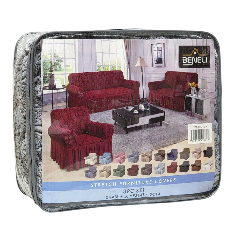 SET DE FORROS ELASTICOS DE MUEBLES, JUEGO DE 3 PIEZAS PARA MUEBLES VARIOS COLORES BENELI HOME