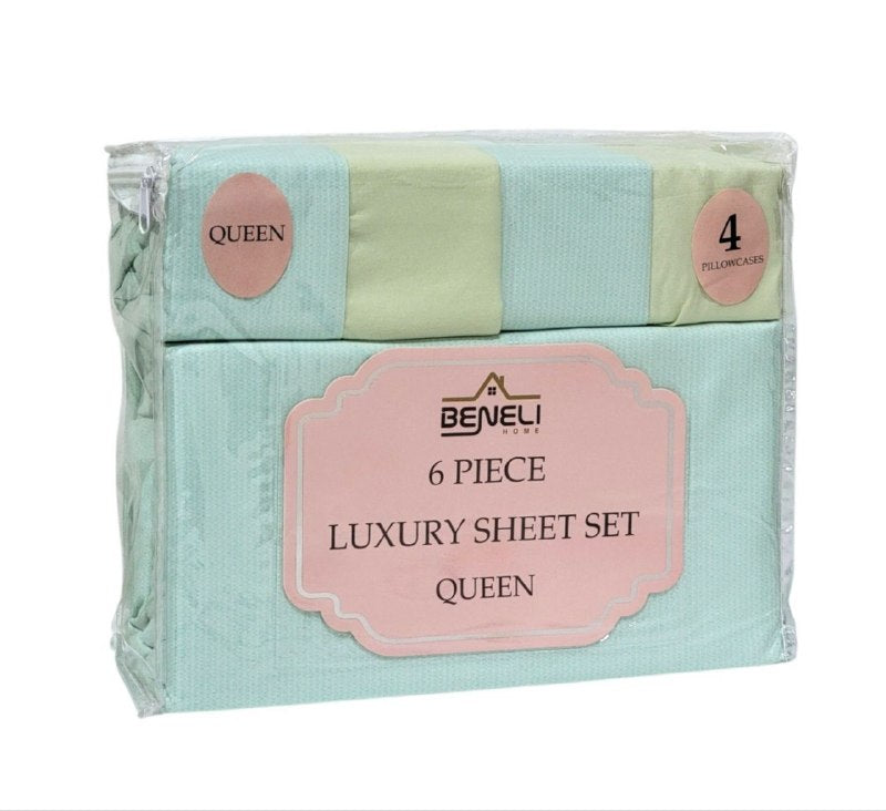 JUEGO DE SABANAS DE LUJO TAMAÑO QUEEN DE 6PCS BENELI HOME