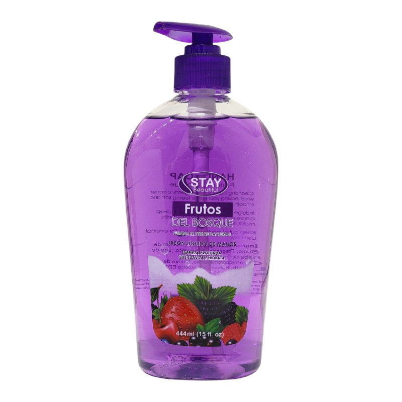 JABON DE MANOS ANTIBACTERIAL Y HUMECTANTE CON AROMA A FRUTOS DEL BOSQUE STAY BEAUTIFUL 444ML