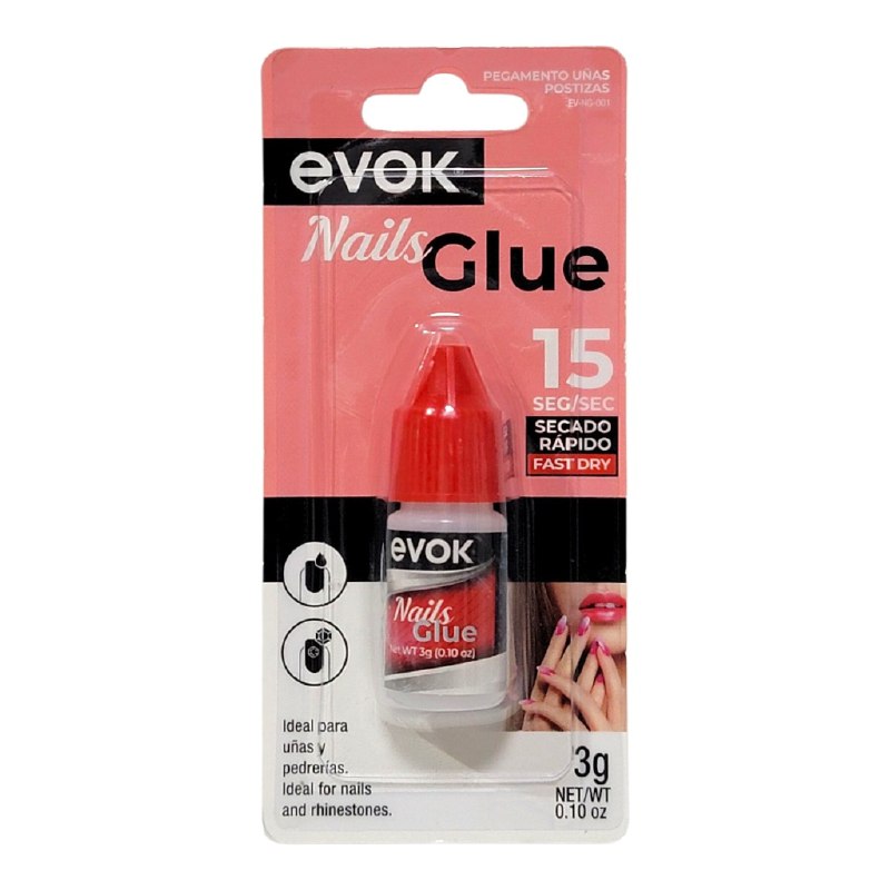 PEGAMENTO PARA UÑAS POSTIZAS Y DECORACION DE SECADO RAPIDO EVOK 3G