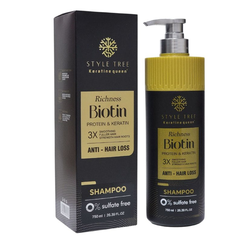 SHAMPOO CON PROTEINA Y QUERATINA SUAVIZANTE CON EFECTO ANTICAIDA KERATINE QUEEN STYLE TREE 750ML