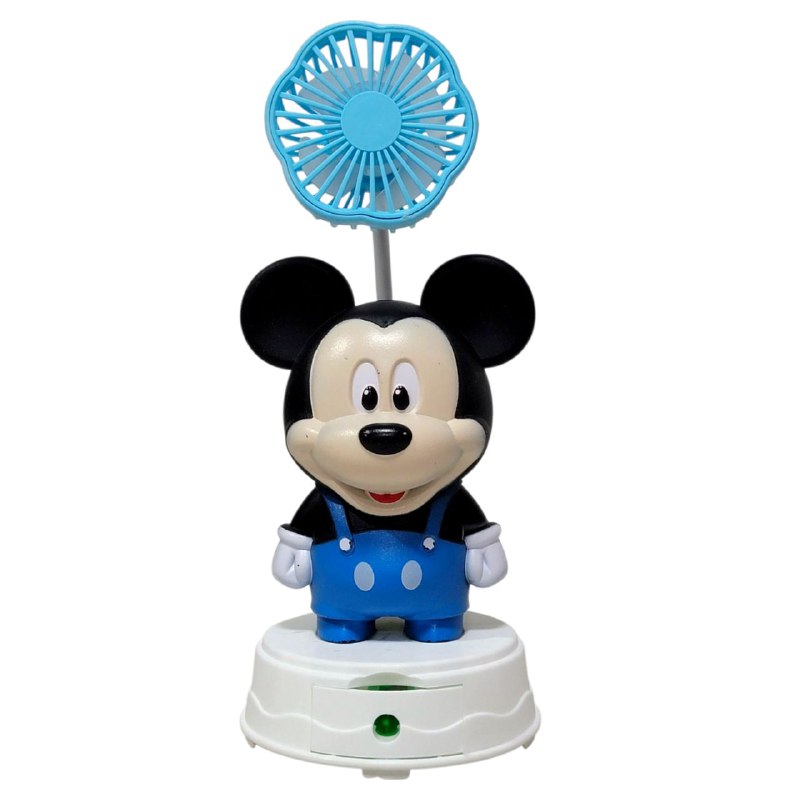 VENTILADOR DE MESA RECARGABLE DE MICKEY MOUSE CON SACAPUNTAS TABLE FAN 2 COLORES