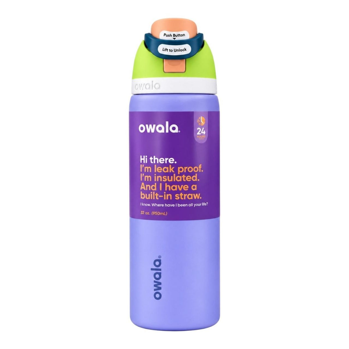 BOTELLA TÉRMICA REUTILIZABLE CON PAJILLA INTEGRADA OWALA 24OZ (710ML)
