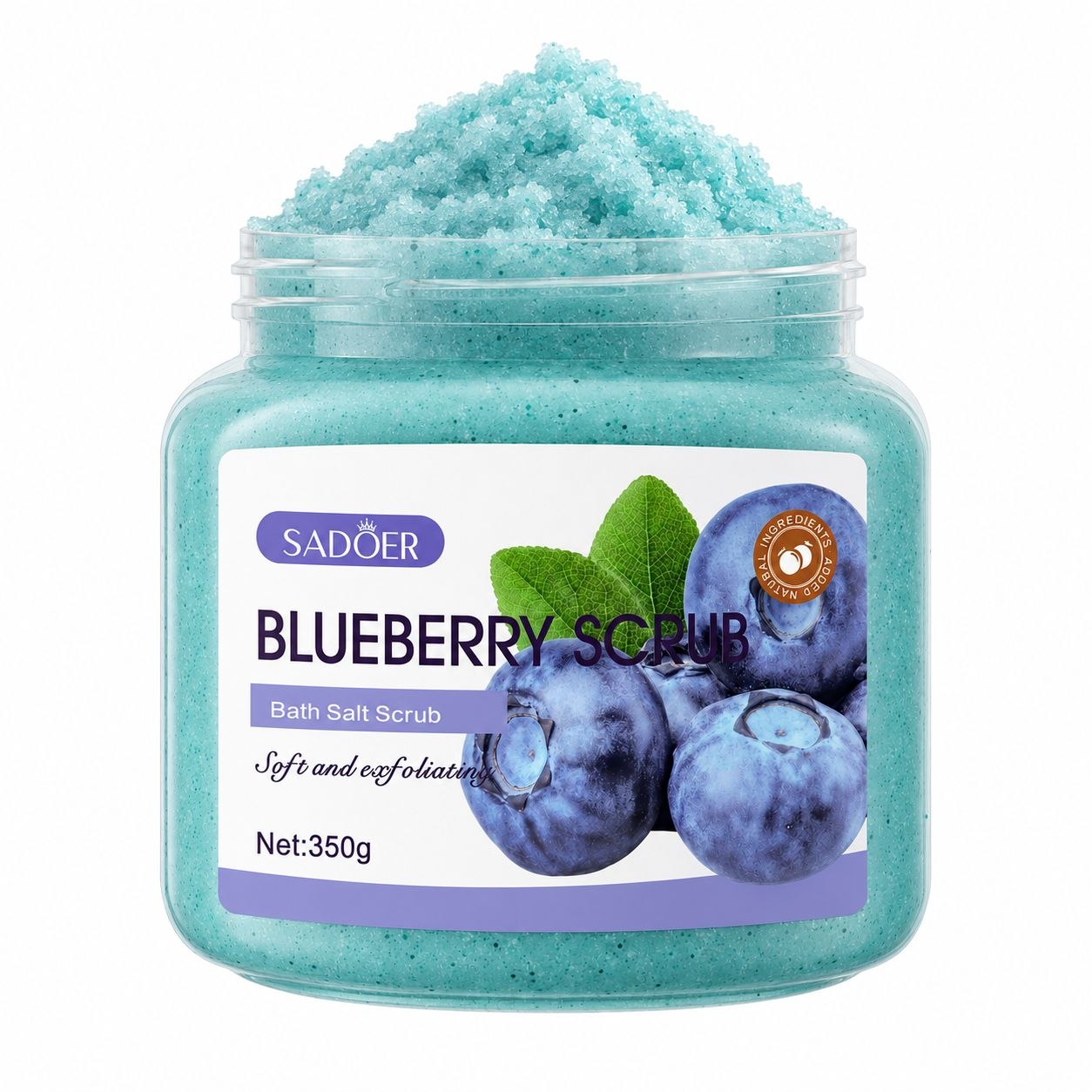 EXFOLIANTE CORPORAL DE SAL DE BAÑO CON EXTRACTO DE ARÁNDANOS SADOER BLUEBERRY BATH SALT SCRUB 350 G / 12.35 OZ