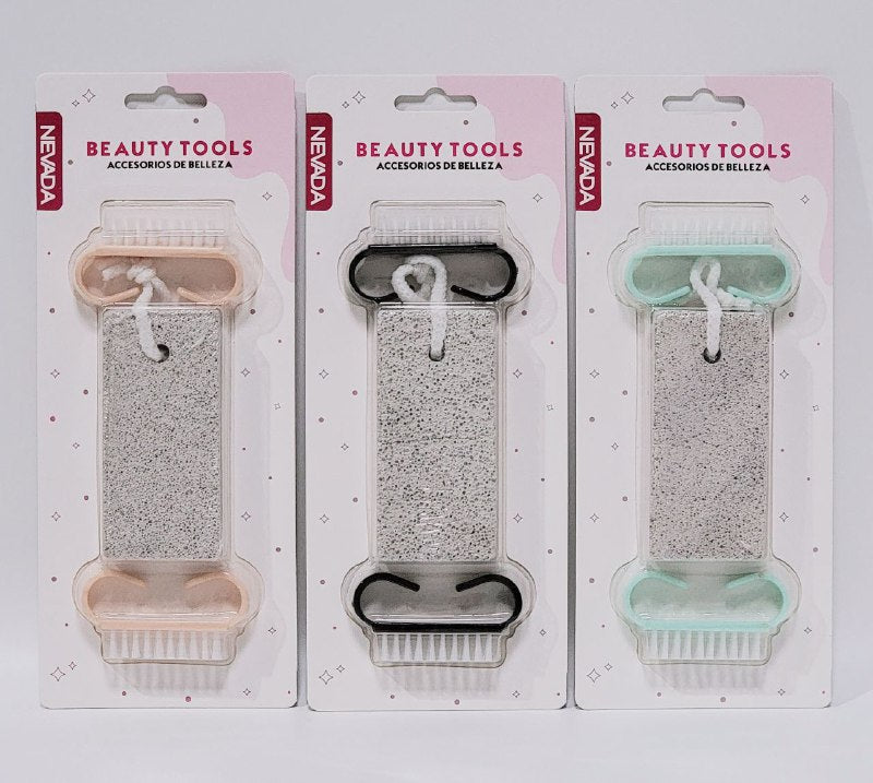 SET MANICURE Y PEDICURA PIEDRA POMEZ Y CEPILLO PARA UÑAS, ACCESORIOS DE BELLEZA NEVADA BEAUTY TOOLS