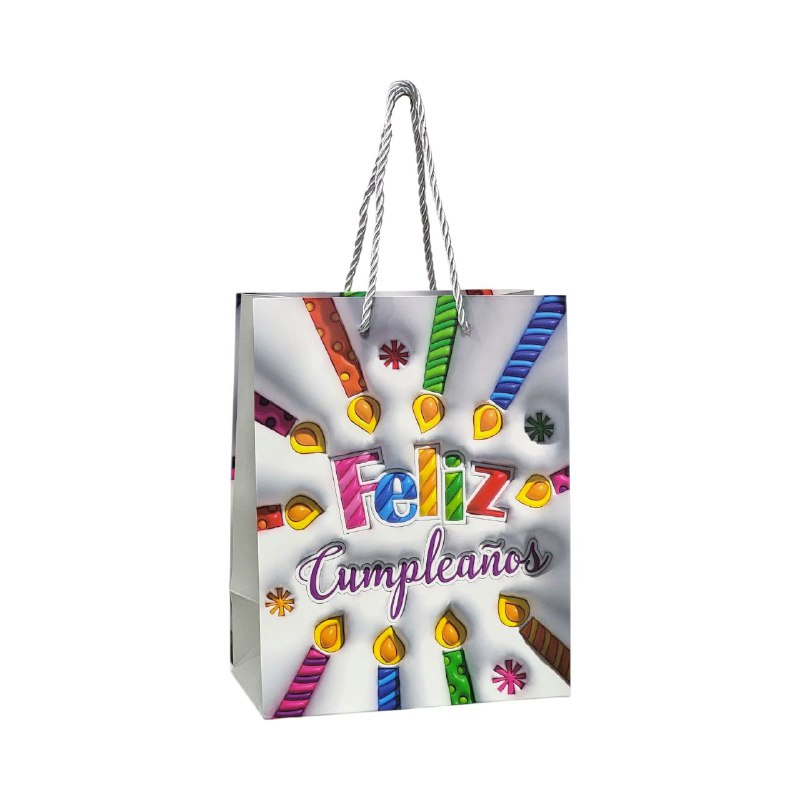 BOLSA DE REGALO FELIZ CUMPLEAÑOS PEQUEÑA 18X10X23CM