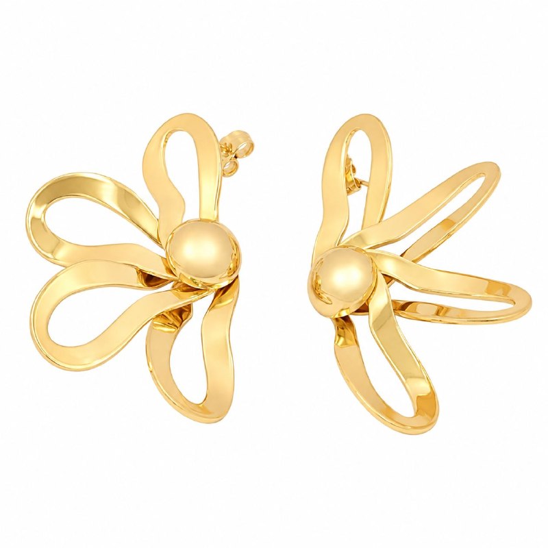 ARITOS DE ENCHAPE PARA DAMA CON DISEÑO DE FLOR 6CM