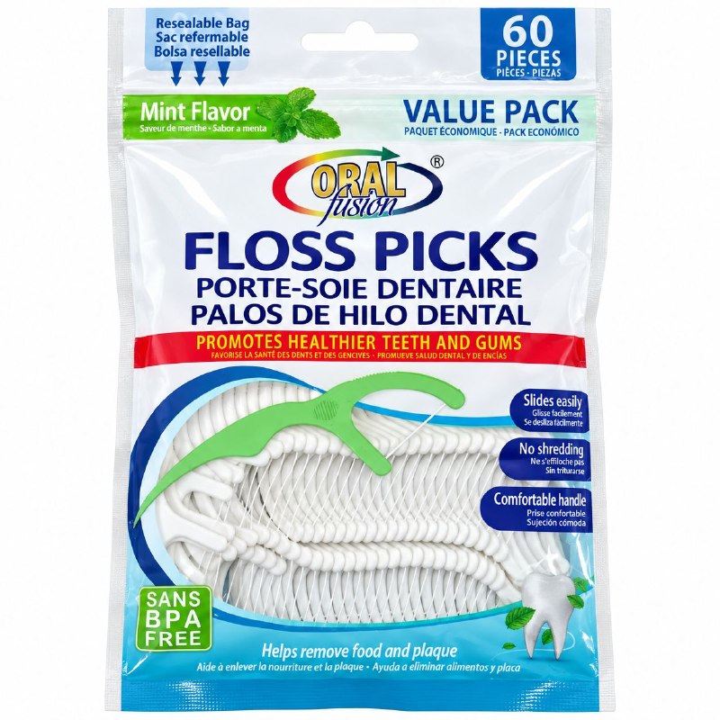 SET DE PALILLOS DE HILO DENTAL E INTERDENTALES CON SABOR MENTA ORAL FUSION 60PCS