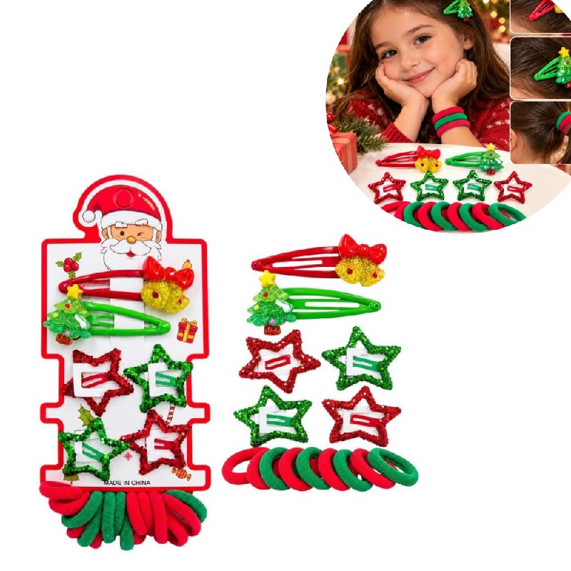 SET DE ACCESORIOS NAVIDEÑOS PARA EL CABELLO WEI YA 6PCS