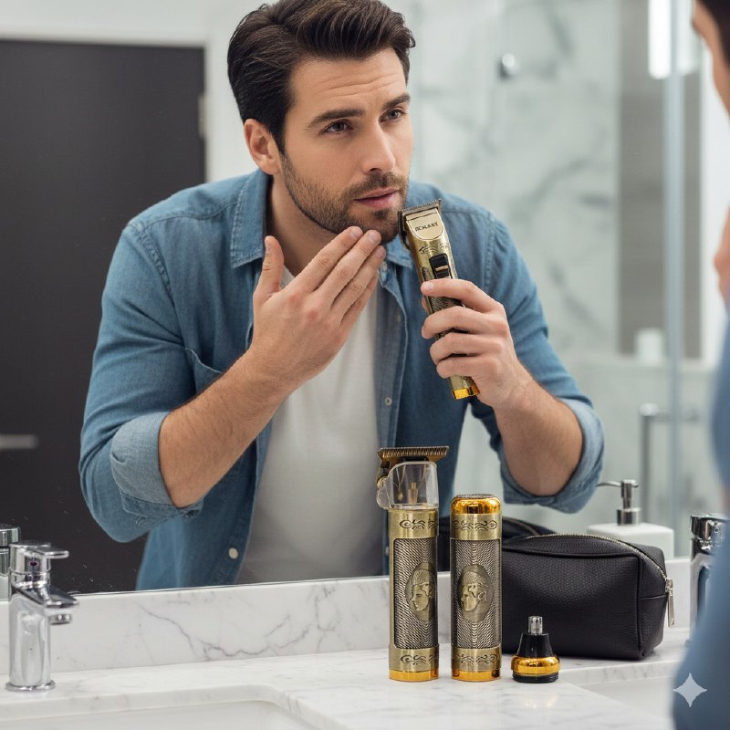 KIT DE BARBERIA PROFESIONAL 3 EN 1 PARA HOMBRE CON AFEITADORA Y RECORTADORA ELECTRICA PORTATILC 10PCS MODELO SK-16030 SOKANY