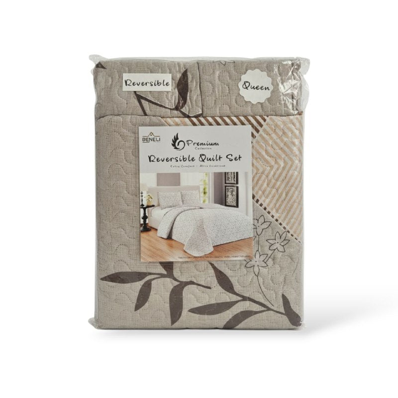 JUEGO DE SABANAS CAMERA EDREDON REVERSIBLE DE 3PCS QUEEN BENELI HOME
