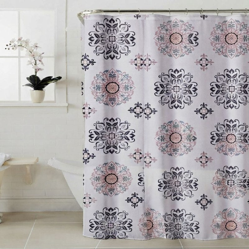 CORTINA PARA BAÑO IMPERMEABLE CON 12 GANCHOS SCARLETT CLASSICS 178X183CM