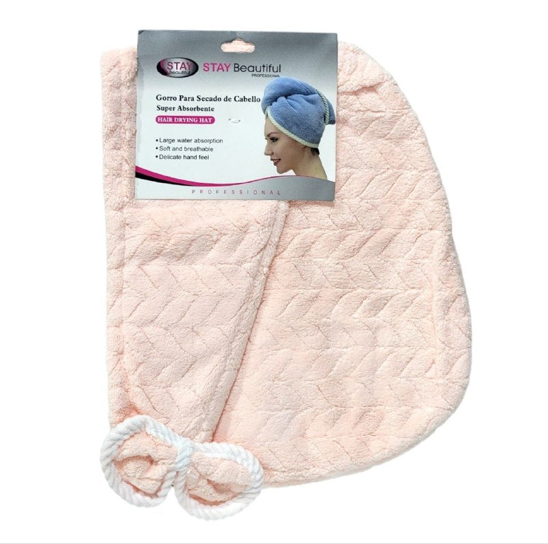 GORRO DE SECADO DE CABELLO TOALLA ABSORBENTE STAY BEAUTIFUL
