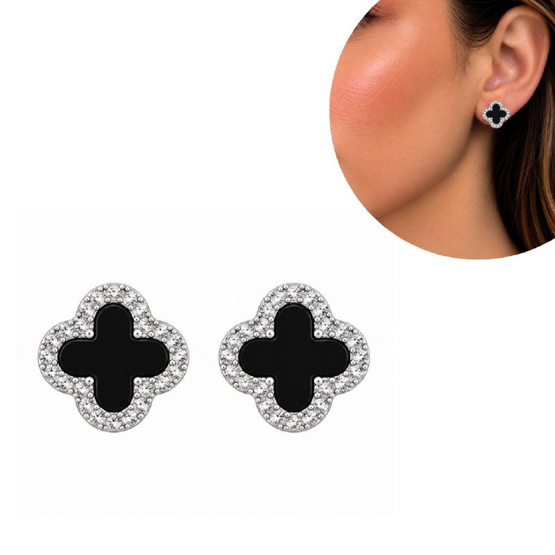 ARITOS DE ENCHAPE PARA DAMA CON DISEÑO DE FLOR 1.2CM (DUPE DE VAN CLEEF)