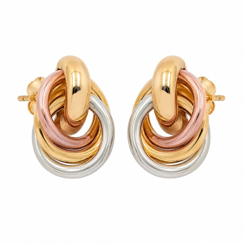 ARITOS DE ENCHAPE PARA DAMA CON DISEÑO DE NUDO MULTICOLOR 2.7CM